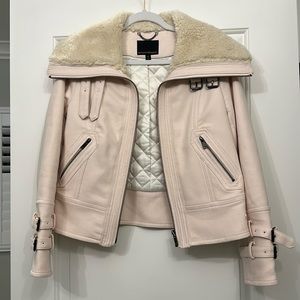 Banana Republic Pink Shearling Moto Jacket